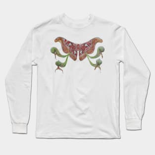 Attacus atlas Moth and Darlingtonia californica Long Sleeve T-Shirt